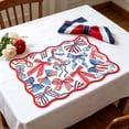thumbnail image 3 of Beautynvta 4th of July Placemats, Stars and Stripes Bows Decor Patriotic Placemats, Red White Blue Heat-Resistant Washable Table Mat for Kitchen Dining Table Decor, 13x13 Inch, 3 of 7