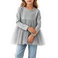 thumbnail image 4 of Mitankcoo Girls Long Sleeve Tulle Dress Round Neck Knit Top Tutu Mesh Skirt for Casual Daily Outfit Dresses 0-3Y, 4 of 5