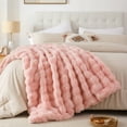 thumbnail image 2 of SPRINDAY Faux Fur Rabbit Fleece Pink Throw Blanket , Soft Cozy Throw Blanket for Bed Couch Living Room, Fluffy Home Decor Blankets for Women Fuzzy Blanket 50x60, 2 of 8