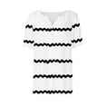 thumbnail image 4 of QATAINLAV Going Out Tops for Women Casual Button V Neck Henley Shirts Fashion Stripe Print Tshirts Loose Fit Eyelet Embroidery Short Sleeve Blouses White XL, 4 of 5