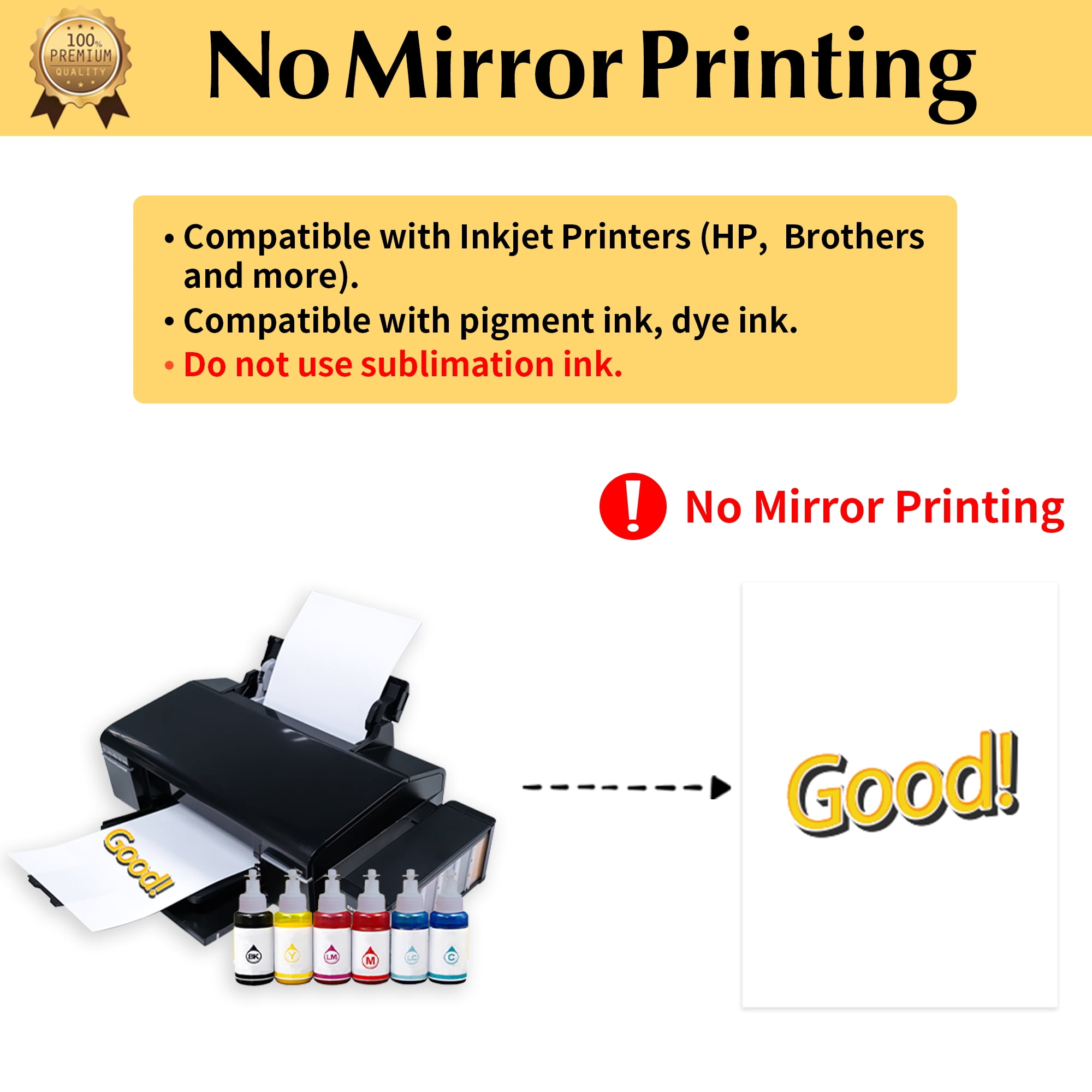 TransOurDream Printable Iron on Heat Transfers Paper, 20 Sheets, for Dark T Shirts & Inkjet Printer, 8.5x11"