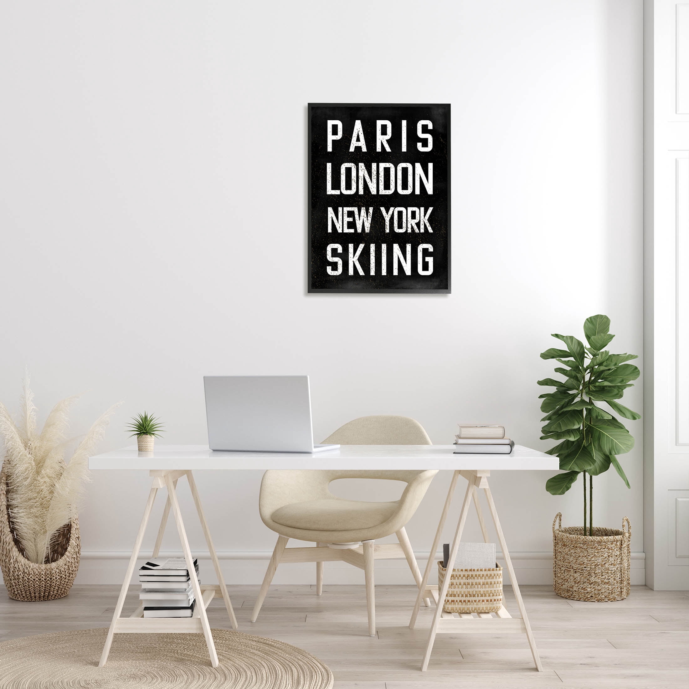 Stupell Industries Worldwide Skiing Winter Sports Graphic Art Black Framed Art Print Wall Art, Design by Valerie Weiners