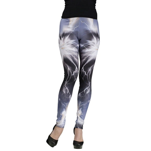 Fun World Lightning Storm Galaxy Print Stretch Comfy Leggings