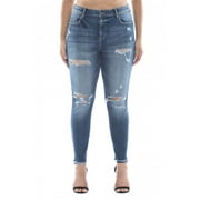 Cello Juniors' Plus Size Mid Rise Frayed Hem Destroy Crop Skinny Jean