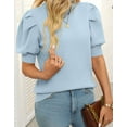thumbnail image 4 of Cogild Puff Sleeves Sweaters for Womens Short Sleeve Crew Neck Oversized Sweaters Tops Solid Color, 4 of 7