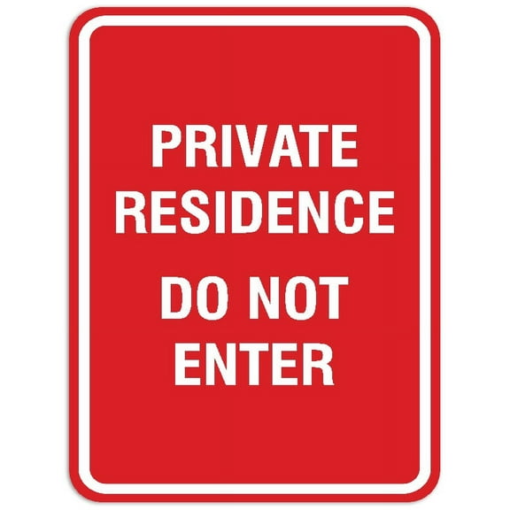 Signs ByLITA Portrait Round Private residence do not enter Sign - Laser-Engraved Lettering | Durable ABS Plastic | Vibrant Colors | Powerful Foam Tape (Red) - Large