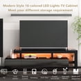 thumbnail image 3 of EUROCO Modern Style 16-colored LED Lights TV Cabinet， UV High Gloss Surface Entertainment Center with DVD Shelf， Up to 70 inch TV, Black, 3 of 6