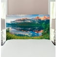 thumbnail image 1 of Mountain Headboard, Sunny Summer Morning on Lake Austrian Alps Crystal Mirroring Water Season, Upholstered Decorative Metal Bed Headboard with Memory Foam, Twin Size, Multicolor, by Ambesonne, 1 of 4