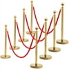 Set of 4 Stainless Steel Stanchion Crowd Control Barriers Rope Barrier,Gold
