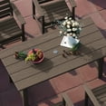 thumbnail image 3 of KINGYES All Weather Outdoor Dining Table with Umbrella Hole, HDPE Rectangular Patio Table for Backyard, Garden, Porch, Deck, Dark Brown, 3 of 9