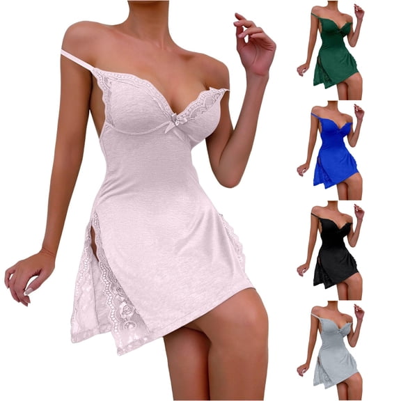 TinyBloomm Nightshirts for Women plus Size Women's Lace Sleeveless Nightgown Soft Sleepwear Comfortable Elegant Nightwear For Ladies Relaxing Pajamas, Size XXXL