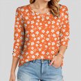 thumbnail image 2 of 3/4 Length Sleeve Womens Tops Casual Crew Neck Shirts Soft Basic Tees Business Work Blouses, 2 of 5