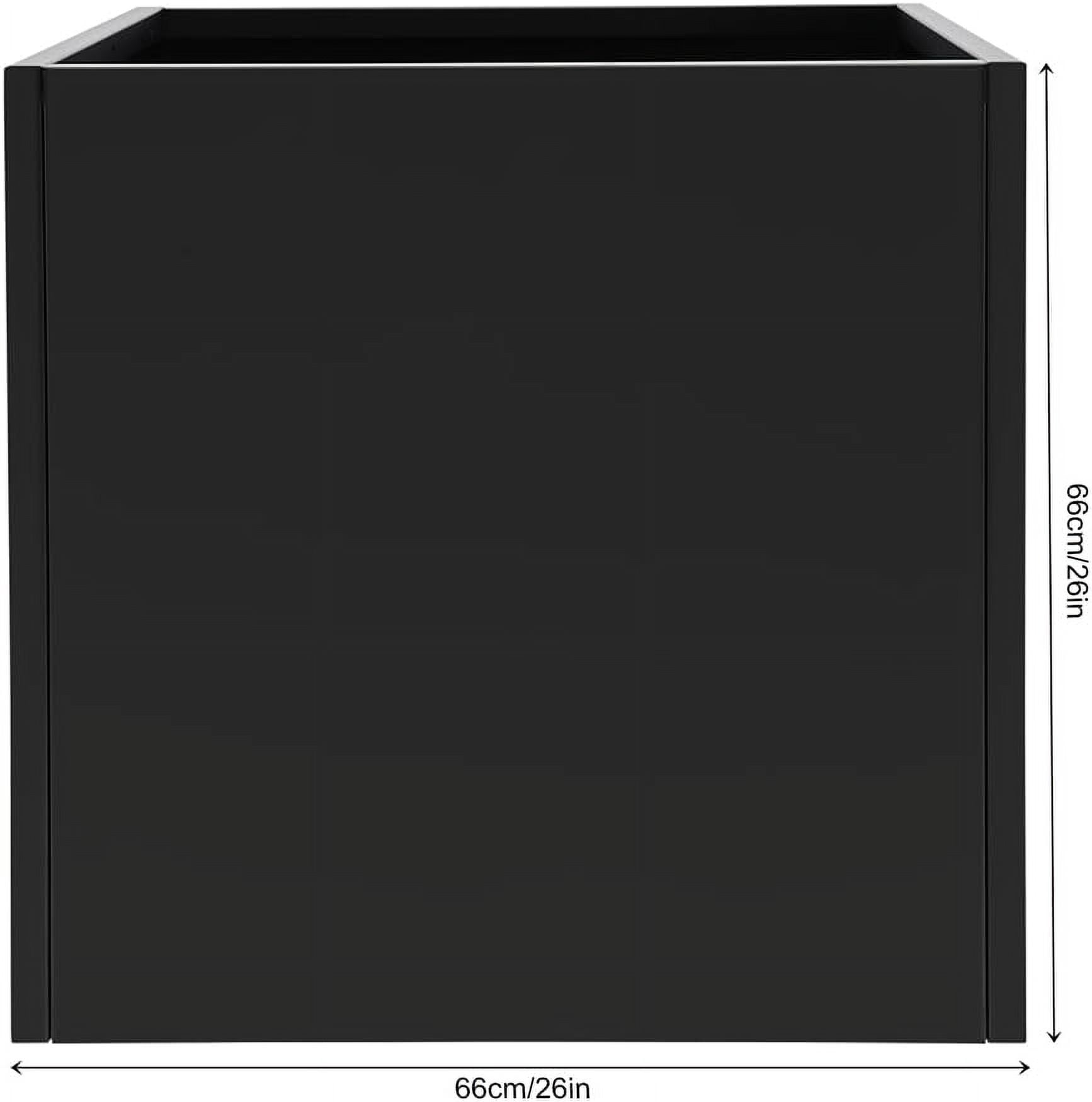 26 Inch Steel Square Planter Box Black Cube Planting Box Indoor Outdoor Flowers Plants Planter for Patio Yard Garden
