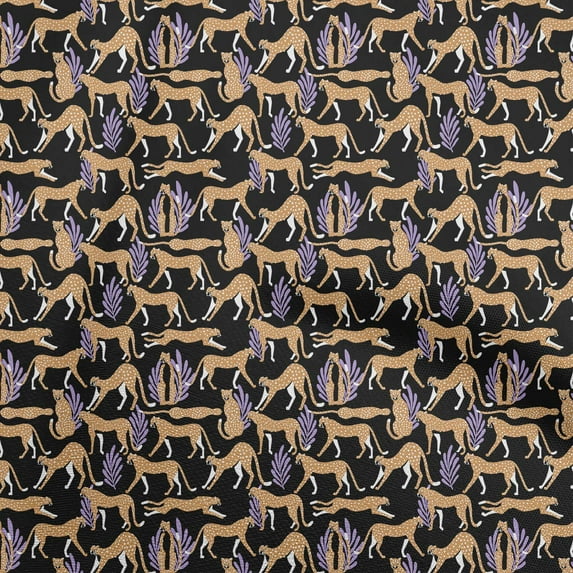 oneOoneGeorgetteViscoseOrangeFabricTropicalLeafWithAnimalSewingCraftProjectsFabricPrintsByYard42InchWide