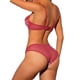 thumbnail image 3 of Conjunto de lencería push up para mujer Allegra K con tirantes ajustables, bordes de encaje floral, sujetadores y bragas D 40 en rojo floral, 3 of 4