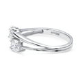 thumbnail image 3 of BERRICLE Sterling Silver 2-Stone Rings Cubic Zirconia CZ Promise Split Shank Ring for Women, Rhodium Plated Size 5, 3 of 8