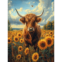 Highland Cow Sunflower Field Canvas Print/Wall Art， Perfect for Farmhouse Decor， Living Room Decor， Bedroom Decor， Kitchen Decor， and Office Decor.