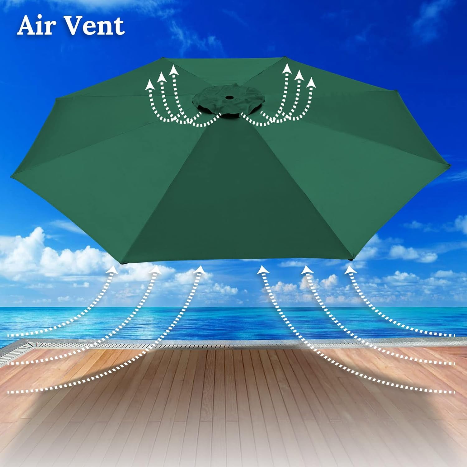 Replacement Canopy Cover for 10' Cantilever Patio Umbrella Offest Parasol Top Cover (Green)