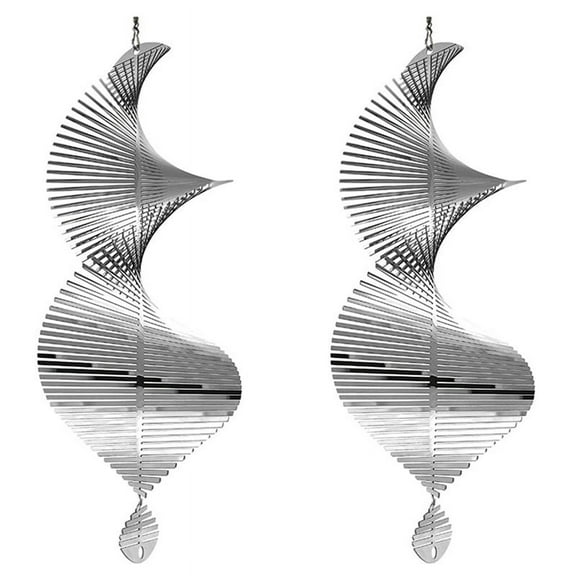 2X Wind Spinners 3D Hanging Spinner Stainless Steel Metal Sculptures Decorations, Heliciform