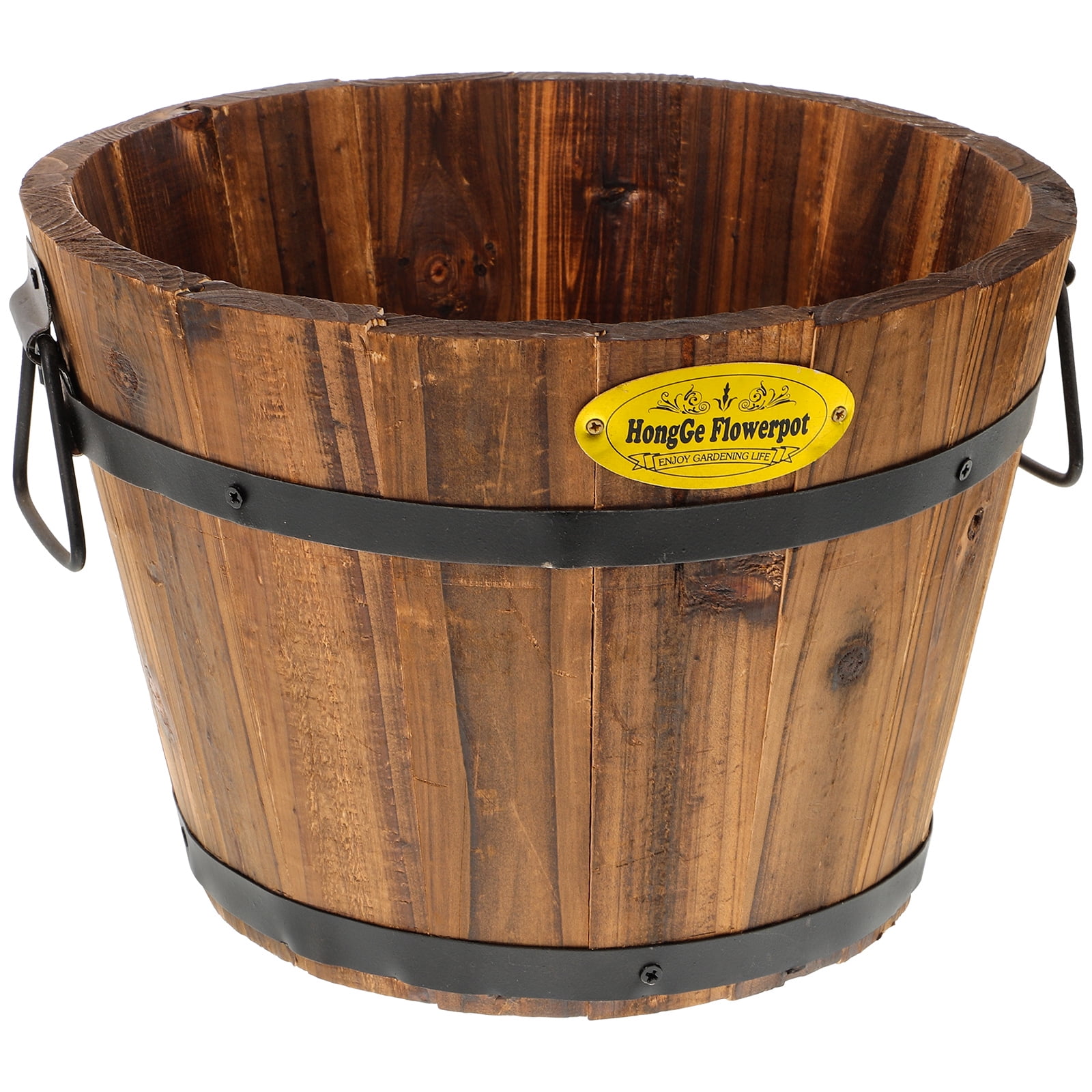 Tineasur Balcony Planters Wooden Flower Pot Coffee Wood 1Pack