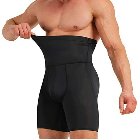 

ELFINDEA Mens Underwear Shorts High Waist Slimming Shapewear Belly Girdle Brief Tight Trousers Black M
