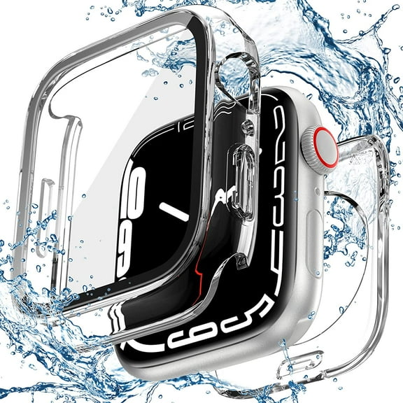 [2 in 1] for Waterproof Apple Watch Screen Protector Case Series 8 & 7 45mm,360 Protective PC Face Cover Built-in Tempered Glass, Front & Back Bumper for iWatch Series 8 & 7 Accessories