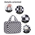 thumbnail image 4 of Hanging Travel Toiletry Bag with Hook, Makeup Bags for Women Cosmetic Organizer Toiletries for Brush Shampoo Travel Essentials, Black Checkerboard, 4 of 8