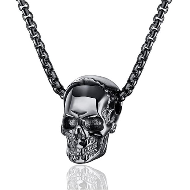 Collar con Dije Cráneo Calavera MADIOLA Punk Gotico Negro