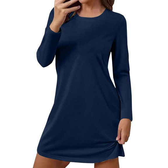Women's Heart Print Short Sleeve Sleepshirt, Blue Round Neck Nightshirt & Loungewear, Sizes S-XXXXXL (5XL)