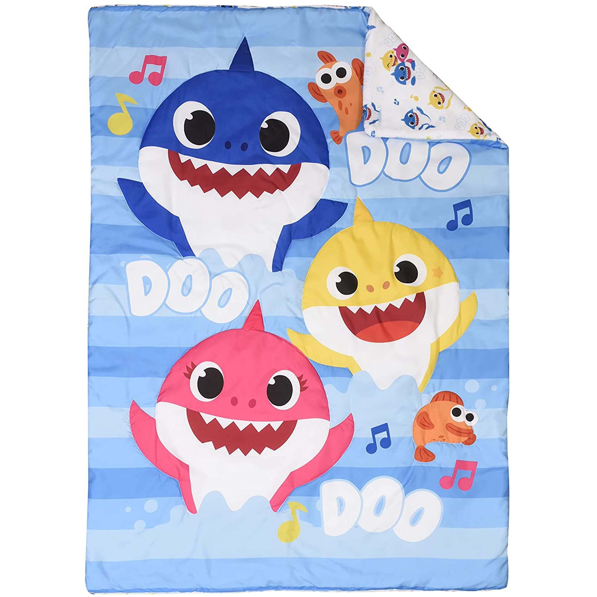 Baby Shark Multicolor Toddler Bedding Sheet Set 3 Pieces Set for Kids with Reversible Comforter