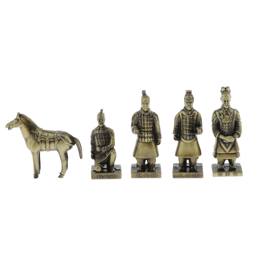 Terracotta Warriors Horses Qin Shihuang Statue Learning Handmade Metal S-1 