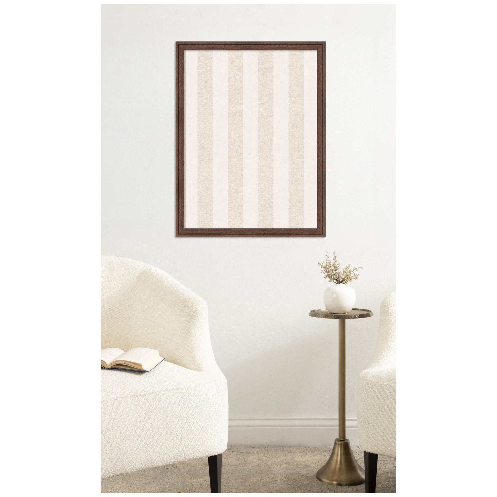 Kate and Laurel Framed Fabric Pinboard 20 x 26,  Printed Linen Classic Bulletin Board for Use as a Vision Board or Wall Organization, Florence Medium Brown Frame
