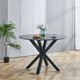 thumbnail image 2 of PORKISS Round Dining Table for 4, 42 inch Kitchen Table with Steel Legs, Dinner Table for Home Dining Room Kitchen, Black, 2 of 8