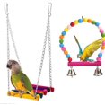 thumbnail image 1 of Wood Parrot Nibble Swing Stand Bar Climbing Ladder Handstand Bird Hammock Hanging Toy, 1 of 6