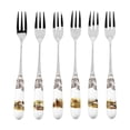 thumbnail image 1 of Spode Woodland Pastry Fork Set with Assorted Motifs | Stainless Steel Forks for Dessert, Cake, and Appetizers | Dessert Forks with Porcelain Handles, Set of 6, 1 of 6