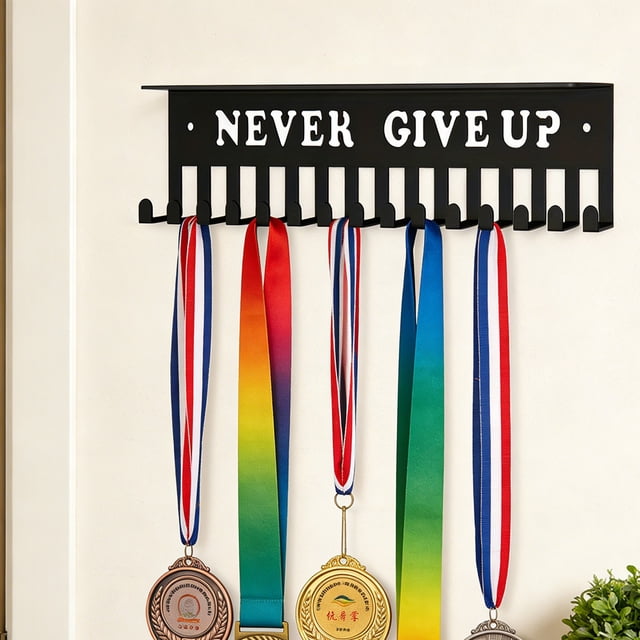 shyuyusa Medal and Trophy Display Storage Rack, Wall Mounted Honor Organizer, Multi Layer Shelf for Certificates, Awards and Commemorative Collections