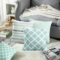 thumbnail image 5 of Set of 4 Throw Pillow Covers Mint Moroccan Green Quatrefoil Gray Watercolour Stripes Arrows Generic Solid Decorative Bedroom Pillow Cases Home Decor Square 18x18 Inches Pillowcases, 5 of 6
