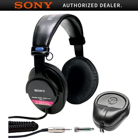 Sony Studio Monitor Headphones with CCAW Voice Coil (MDR-V6) with Slappa HardBody PRO Full Sized Headphone Case -