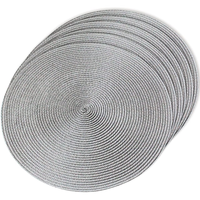 Manteles individuales para Mesa, Decoración de Cocina Redondos Manteles Individuales Trenzados, para Cocina Cafetería, Resistentes al Calor Resistentes a las Manchas Antideslizantes Lavables (6)