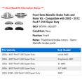 thumbnail image 2 of Front Semi Metallic Brake Pads and Rotor Kit - Compatible with 2005 - 2012 Ford F-250 Super Duty 2006 2007 2008 2009 2010 2011, 2 of 2