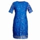 thumbnail image 5 of Umfun - Vestidos formales para mujer, tallas grandes, informales, con cuello en V, encaje estampado, malla, para dama de honor, invitada de boda, noche, azul, L, 5 of 5