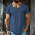 thumbnail image 2 of JAJAHO Mens Short Sleeve T Shirt Solid Color Crew Neck Row Edge Soft Breathable Casual Tee Shirts Fashion Streetwear Versatile Tops, 2 of 4