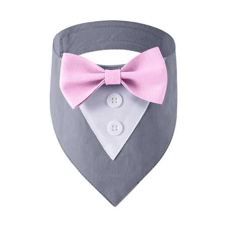 QueMer Pet Neckerchief Collar Suit Design Adjustable Bandana Bowtie For Small Dog Cats
