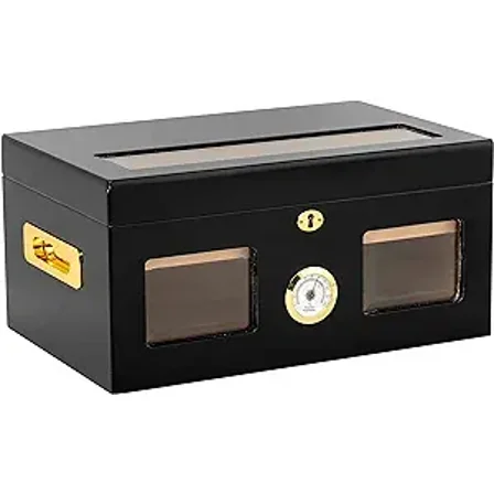 Versailles 100 Cigar Glass Top Humidor, Black