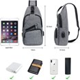 thumbnail image 2 of RV Bolso bandolera para hombre, bolso de pecho con carga USB y puerto para auriculares, mochila de viaje para hombre (solo mochila), gris Rojo Verde, 2 of 5