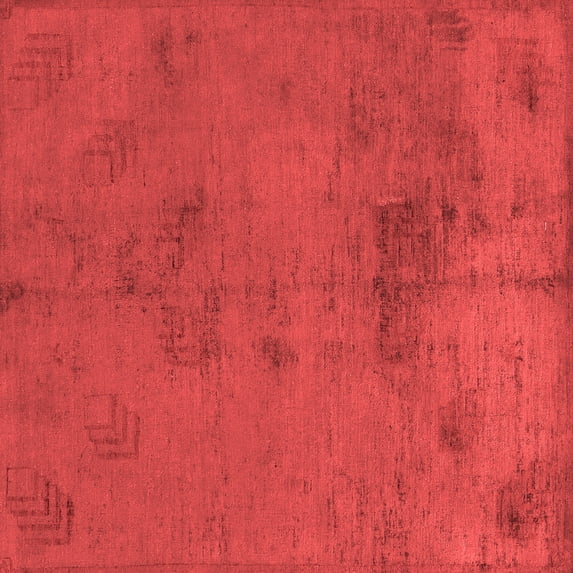 Ahgly Company Indoor Square Abstract Red Modern Area Rugs, 5' Square