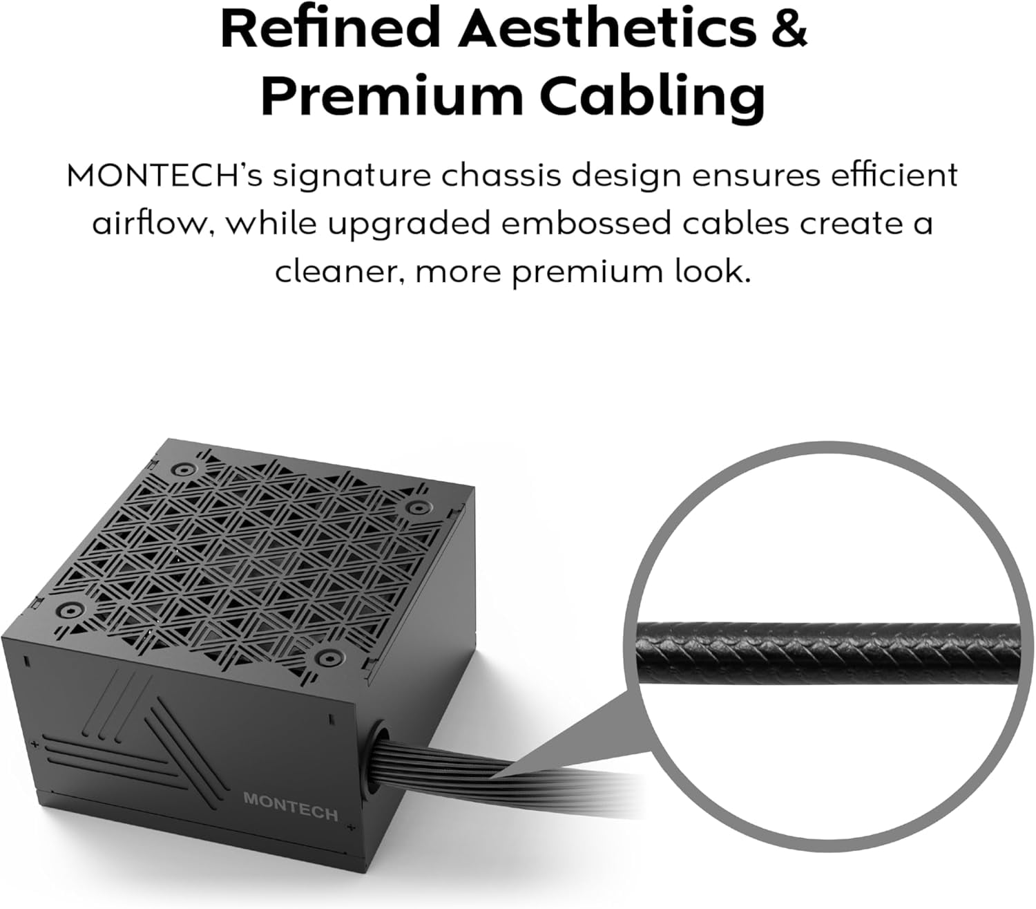 MONTECH BETA 2 550W Power Supply, ATX 3.1 Ready, 80+ Bronze Certified, DC-to-DC Stability, Industrial Japanese Main Capacitor, Full Protection Suite