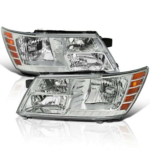 Spec-D Tuning Chrome Headlights Compatible with 2009-2020 Dodge Journey, Left Right Pair Headlamps Assembly