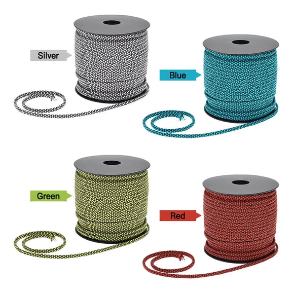 yeacher 7-Strand Polyester Paracord Rope, 50m Blue-Black, 4mm Diameter, 200kg Strength, Compact Spool Included