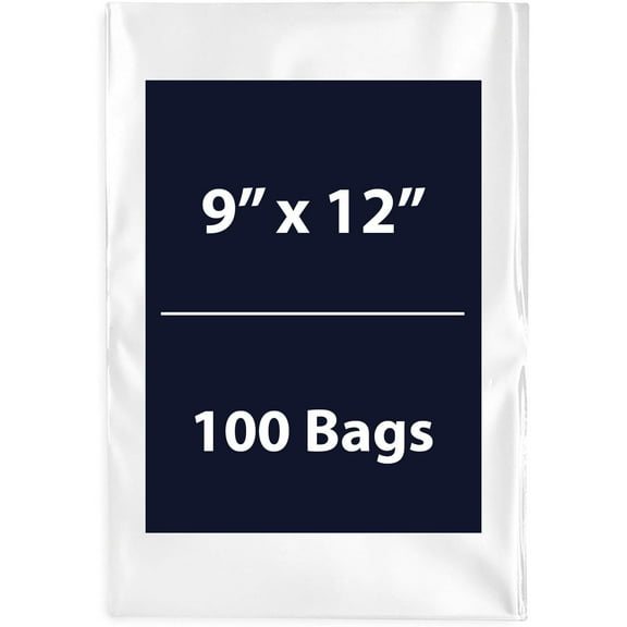 Multiple Sizes Clear Flat Poly Bags - 9"x12" & (100 Bags) 1.5Mil Flat Open Top Plastic Packaging Packing | Flexible and Durable Plastic Bags | Low-Density Polyethylene (LDPE)